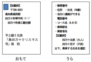 応募はがき記入例