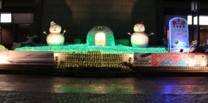 盛岡駅 ミニかまくらと雪だるま