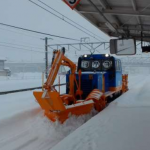 黒姫駅構内 ラッセルでの除雪作業（15日夕方）