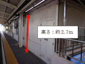 落下箇所（三島駅上りホーム）