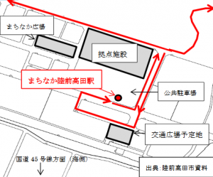 まちなか陸前高田駅位置図