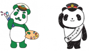 上野駅キャラクター（左）、うえきゅん（エキュート上野）（右）