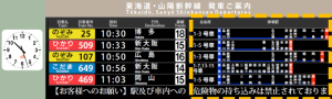 駅改札口設置の電光掲示板（通常時の例）