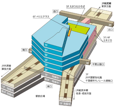 ペリエ千葉（青色部分が新規オープンするエリア）